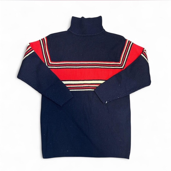 Sweaters - Classic Turtleneck Sweater in Navy and Red